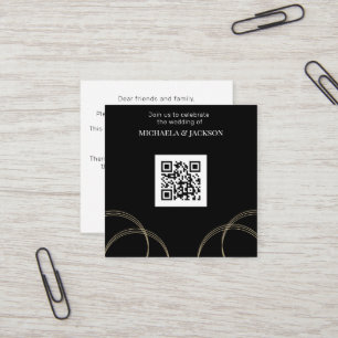 Convite para Casamento de Código QR Dourado Preto 