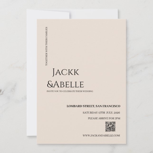 Convite para Casamento de Código QR Elegante (Frente)
