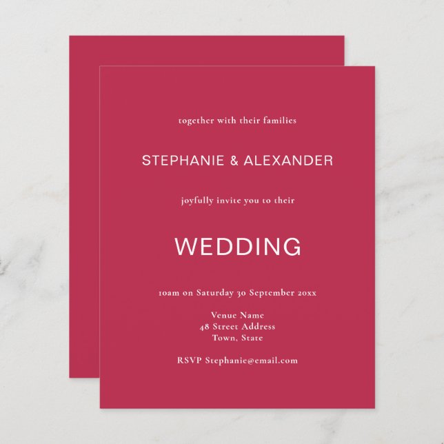 Convite para Casamento de Código QR Magenta Simple (Frente/Verso)