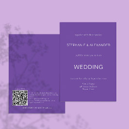 Convite para Casamento de Código QR Roxo Simples