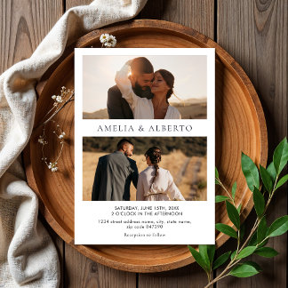 Convite para Casamento de Colagem de Fotos Moderna