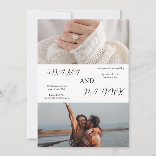 Convite para Casamento de Colagem de Imagens (Frente)