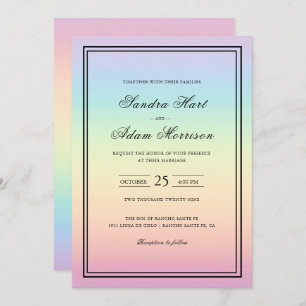 Convite para Casamento de Colores Arco-Íris Pastel