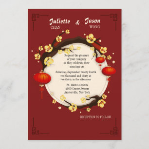 Convite para Casamento de Comemorações Chinesas