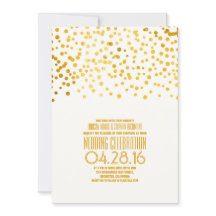 Convite para Casamento de Confetti Dourado Moderno