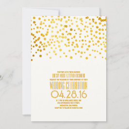 Convite para Casamento de Confetti Dourado Moderno