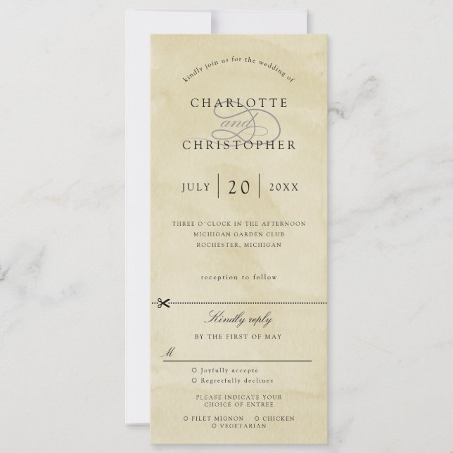 Convite para casamento de cor aquática amarela w r (Frente)