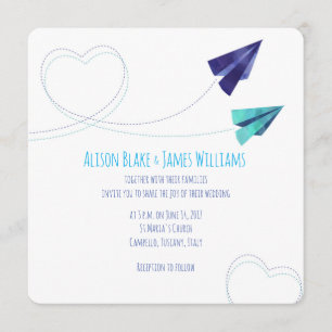 Convite para casamento de cor aquática de papel