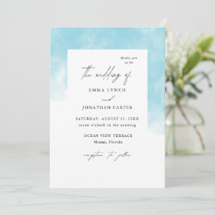 Convite para Casamento de Cor Azul de Blush Modern