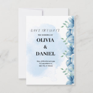 Convite para Casamento de Cor de Água Azul