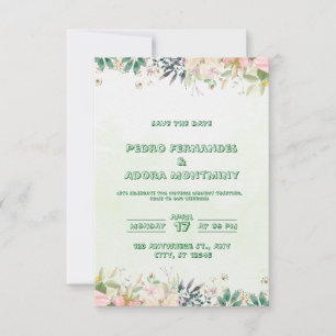 Convite para Casamento de Cor de Água Verde