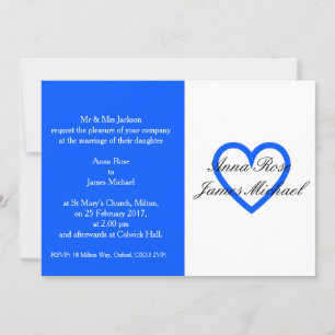 Convite para Casamento de Coração Azul