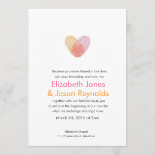 Convite para Casamento de Coração com Impressão Di