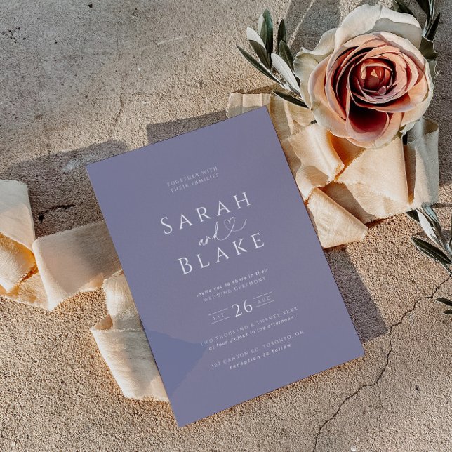 Convite para Casamento de Coração Lilac Roxo Minim (Criador carregado)