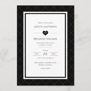 Convite para Casamento de Coração Moderno - Pret