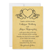 Convite Para Casamento De Corações Dourados E Pret