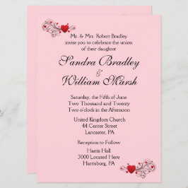 Convite para Casamento de Corações Rosa