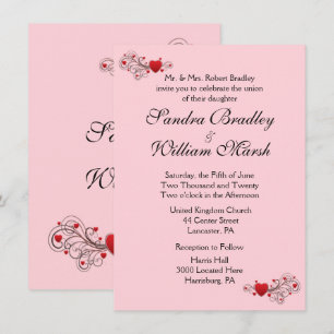 Convite para Casamento de Corações Rosa