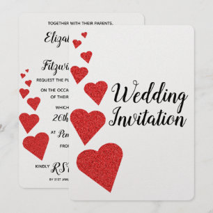 Convite para Casamento de Corações Vermelhas