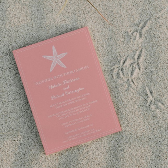 Convite Para Casamento De Coral Starfish (Coral Starfish Wedding Invitation)