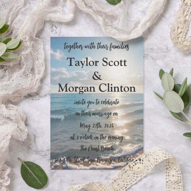 Convite para Casamento de Cores Aquáticas de Sunse (Criador carregado)