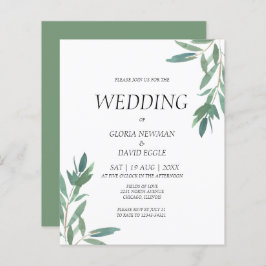 Convite para Casamento de Cores Aquáticas de Verde