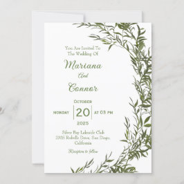 Convite para Casamento de Cores Aquáticas em Verde