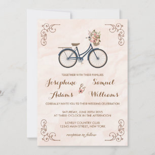 Convite para Casamento de Cores de Água da Bicicl