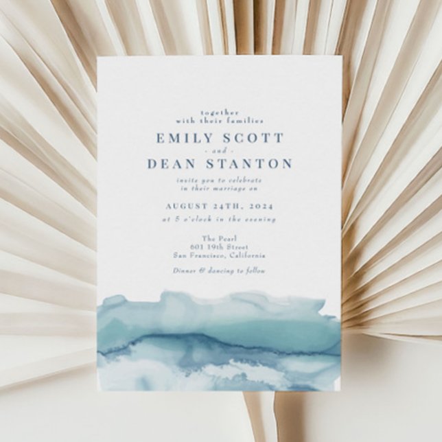 Convite para Casamento de Cores de Água do Oceano  (Criador carregado)