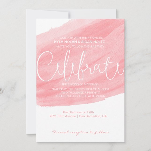 Convite Para Casamento De Cores De Água - Pincel D (Frente)