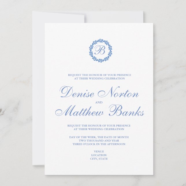 Convite para Casamento de Cornflower Blue (Frente)