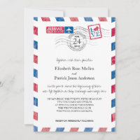 Convite para casamento de correio aéreo