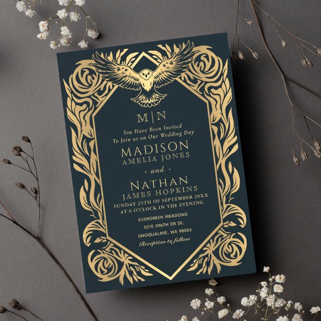 Convite para Casamento de Coruja da Fantasia Medie (Criador carregado)