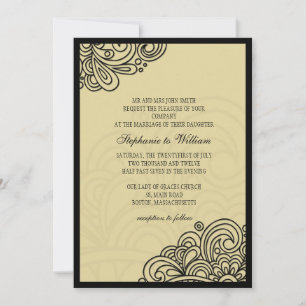 Convite para Casamento de Cream Floral Swirl