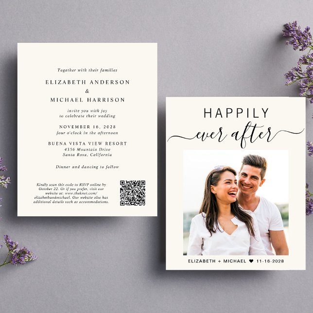 Convite para Casamento de Creme de Código QR para  (Our user-friendly template allows you to easily upload a photo and customize your invitation)