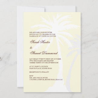Convite para Casamento de Creme Palm Tree
