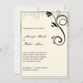 Convite para Casamento de Creme Rosa Negro Deco Fr