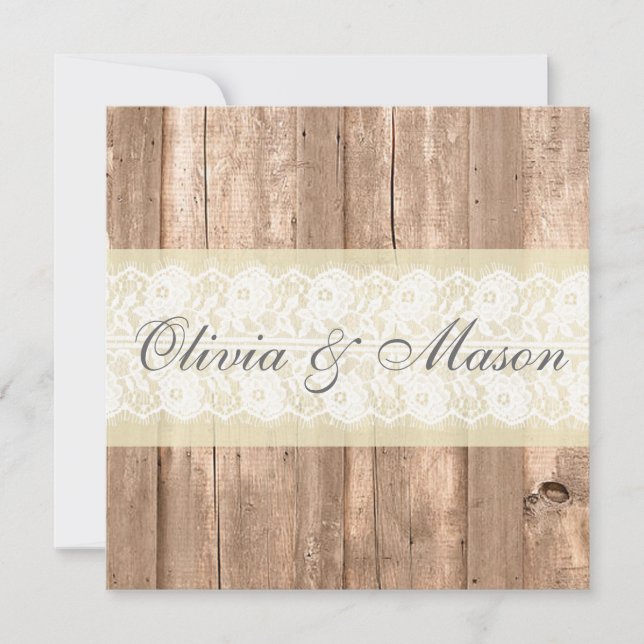 Convite para Casamento de Creme Rústico Chique (Frente)
