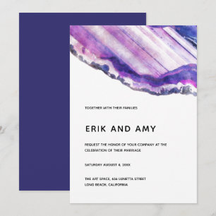 Convite para Casamento de Cristal Gemstone Roxo