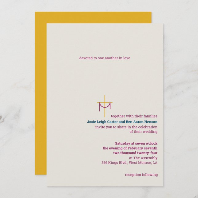 Convite para Casamento de Cruz e Fechamento (Frente/Verso)