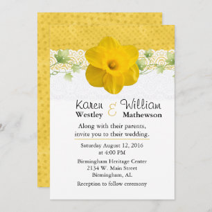 Convite para Casamento de Daffodil Amarelo Bonito