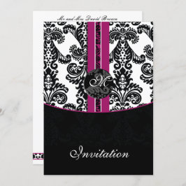 convite para casamento de damasco fuchsia