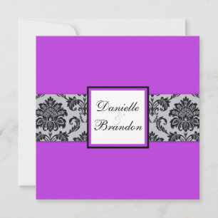 Convite para Casamento de Damasco Roxo Monograma