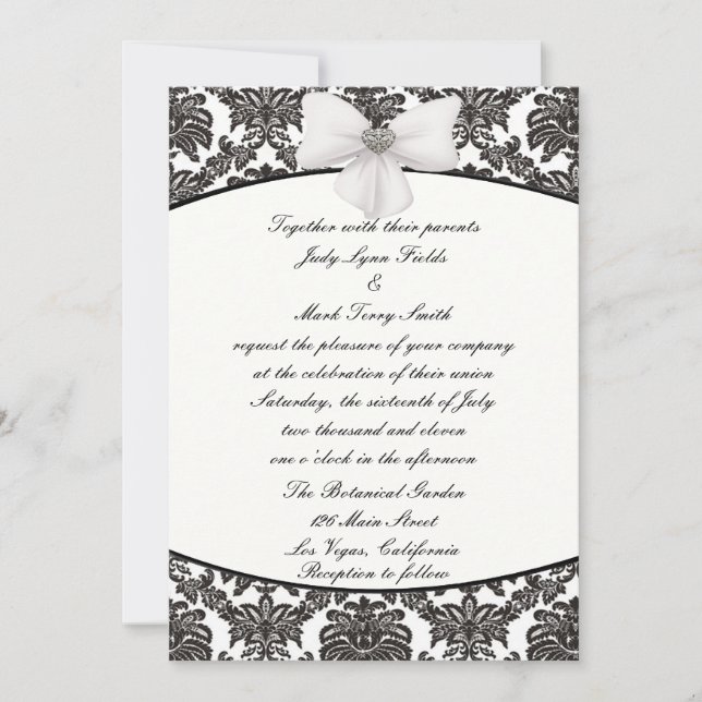 Convite para Casamento de Damask Elegance (Frente)