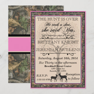 Convite para Casamento de Deer Pink e Camouflage