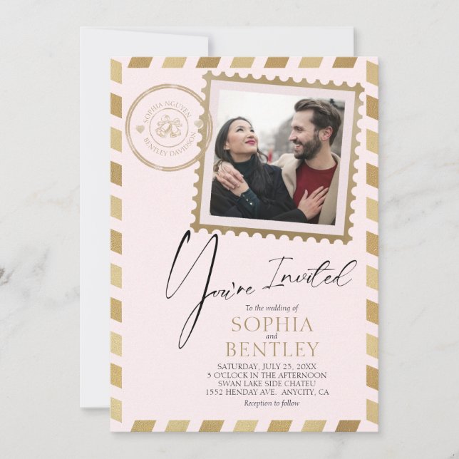 Convite para casamento de Design de Airmail (Frente)