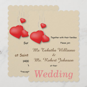 Convite para Casamento de Design de Corações Verme