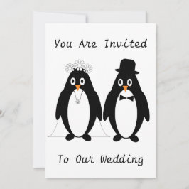 Convite para Casamento de Design de Pinguim