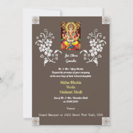 Convite para Casamento de Designer Indiano Ganesha