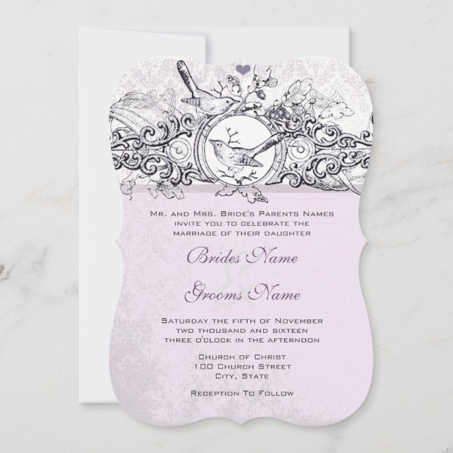 Convite para Casamento de Deslocamento de Lavandas (Verso)